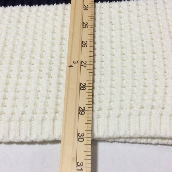 Lands End Women's Breton Strips Striped Waffle Knit Sweater Large Size 14-16 - Picture 7 of 11